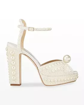 Босоножки на платформе Sacaria 120 с жемчужными заклепками Jimmy Choo