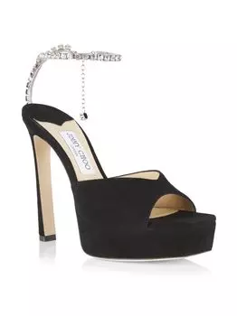 Босоножки на платформе Saeda 125 ММ из замши и кристаллов Jimmy Choo, черный
