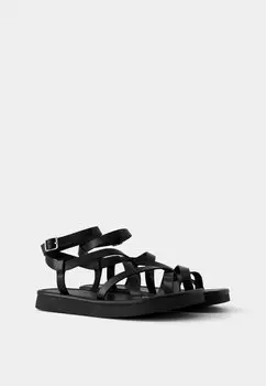 Босоножки на платформе With Multiple Straps Bershka, черный