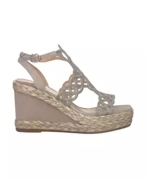 Босоножки на плетеной танкетке со стразами Alma En Pena, серый