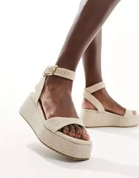 Босоножки на плоской платформе ASOS DESIGN Tantoo из натуральной ткани
