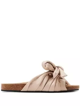 Босоножки на плоской подошве с бантом JW Anderson, нейтральный цвет