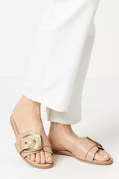 Босоножки на плоской подошве с массивной металлической пряжкой Farah Dorothy Perkins, бежевый