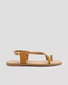 Босоножки на плоской подошве с перекрещенными ремешками и фурнитурой Blogger, коричневый