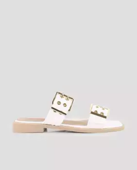Босоножки на плоской подошве с пряжками белого цвета Blogger, белый