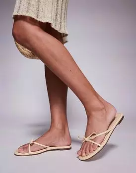 Босоножки на плоской подошве Simmi London Char с бантом пастельно-желтого цвета