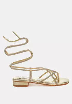 Босоножки на шнуровке, украшенные стразами Babbity London Rag, золотой