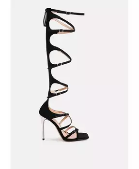 Босоножки на шпильке с эффектными ремешками Gossip London Rag, черный