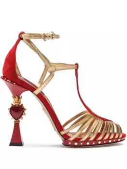 Босоножки на скульптурном каблуке DOLCE & GABBANA, красный