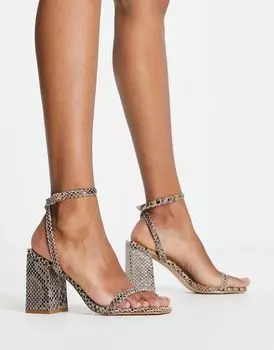 Босоножки на среднем каблуке Raid Garry с нейтральным змеиным принтом