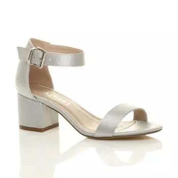 Босоножки на среднем каблуке с ремешком на щиколотке AJVANI, серебро