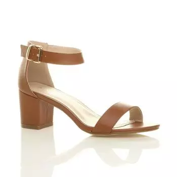 Босоножки на среднем каблуке с ремешком на щиколотке AJVANI, коричневый