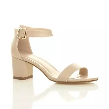Босоножки на среднем каблуке с ремешком на щиколотке AJVANI, нюд