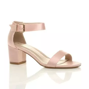 Босоножки на среднем каблуке с ремешком на щиколотке AJVANI, розовый