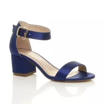 Босоножки на среднем каблуке с ремешком на щиколотке AJVANI, синий