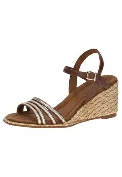 Босоножки на танкетке Caprice, коричневый