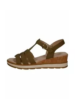 Босоножки на танкетке Caprice, оливковый