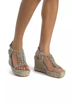 Босоножки на танкетке CIERRE CON HEBILLA - High heeled sandals Alma en Pena, серо-коричневый