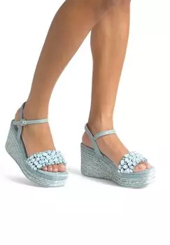 Босоножки на танкетке Espadrilles Alma en Pena, цвет Azul Jaspeado