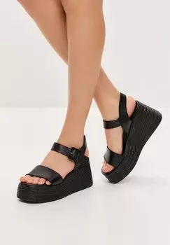 Босоножки на танкетке Espadrilles Cesare Gaspari, черный