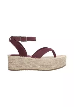 Босоножки на танкетке Espadrilles PULL&BEAR, темно-коричневый