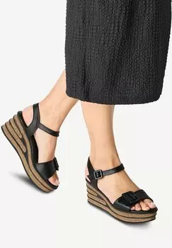 Босоножки на танкетке Espadrilles Tamaris, черный