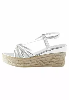 Босоножки на танкетке Forever Comfort Bling Multi Strap Next, цвет silver
