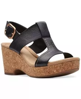 Босоножки на танкетке и платформе в стиле Жизель Clarks, черный