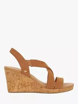 Босоножки на танкетке из нубука kamies Dune, желто-коричневый