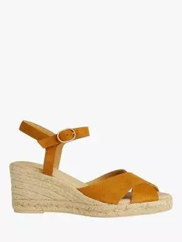 Босоножки на танкетке из замши и джута gelsa low c Geox, цвет Dark Yellow