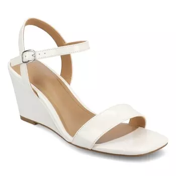 Босоножки на танкетке Journee Clayr, patent/white