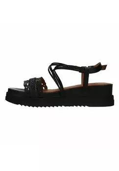 Босоножки на танкетке MIT GEFLOCHTENEN RIEMCHEN Manfield, цвет schwarz