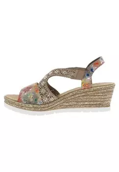 Босоножки на танкетке Nu-Pieds Rieker, коричневый