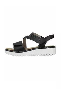 Босоножки на танкетке Platform sandals Rieker, черный
