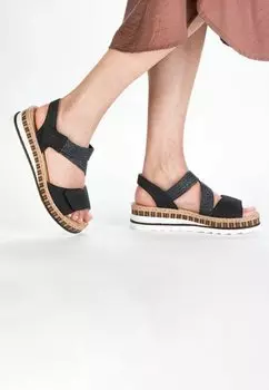 Босоножки на танкетке Platform sandals Rieker, темно-синий