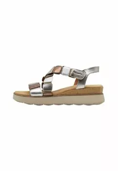 Босоножки на танкетке Platform sandals Tamaris, цвет Metallic Comb