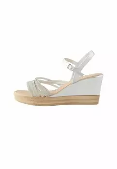 Босоножки на танкетке REGULAR FIT FOREVER COMFORT ROUND TOE ASYMMETRICAL BLING - Platform sandals Next, серебряный