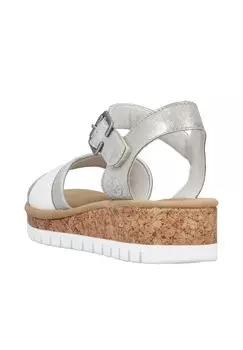 Босоножки на танкетке Rieker, серебристый