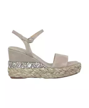 Босоножки на танкетке с бисером Alma En Pena, бежевый