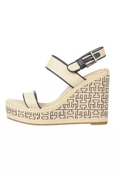 Босоножки на танкетке с логотипом Tommy Hilfiger, бежевый