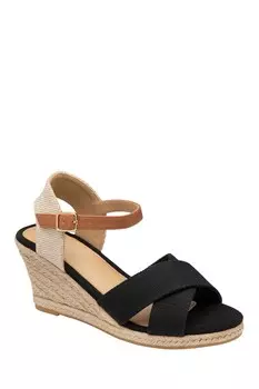 Босоножки на танкетке с открытым носком Dunlop, черный