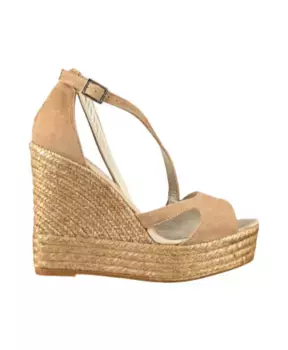 Босоножки на танкетке с открытым носком Espadrilles, коричневый