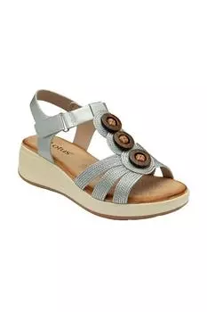 Босоножки на танкетке с открытым носком 'Galli' Lotus, серебро