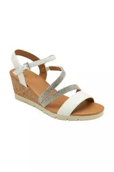 Босоножки на танкетке с открытым носком 'Goldie' Lotus, белый