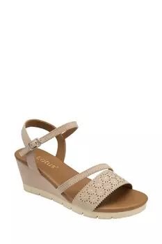 Босоножки на танкетке с открытым носком Lotus, розовый