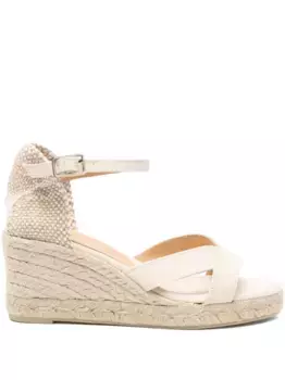 Босоножки на танкетке с перекрестными ремешками Castaer, нейтральный