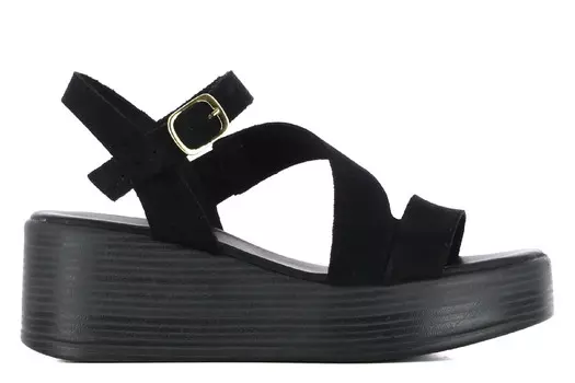 Босоножки на танкетке с пионами Camila'S, черный