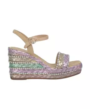 Босоножки на танкетке с плетеными бусинами Alma En Pena, мультиколор