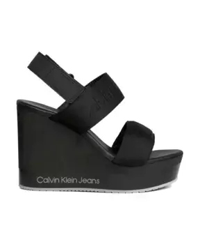 Босоножки на танкетке с ремешками Calvin Klein Jeans, черный