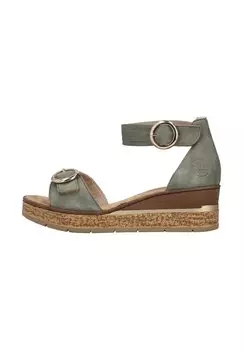 Босоножки на танкетке Sandali con plateau Rieker, зеленый